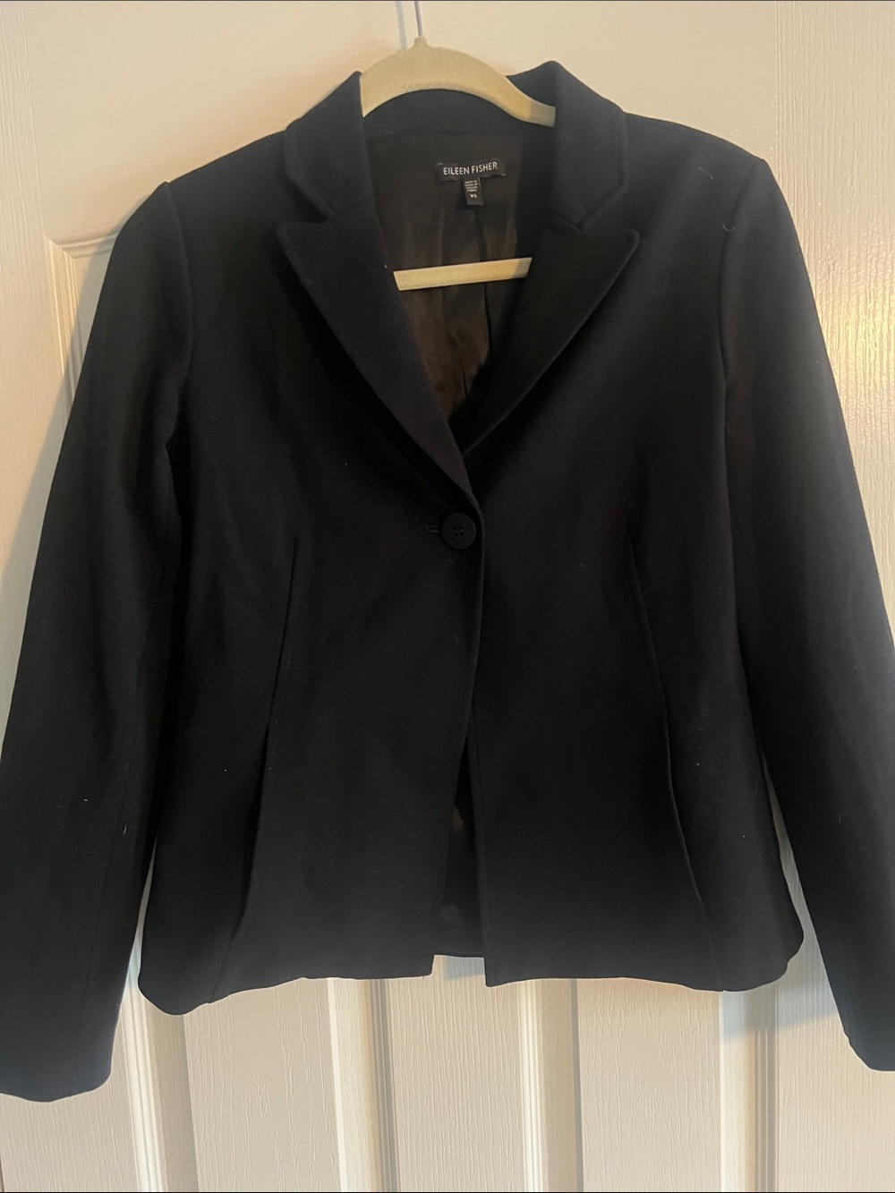 Eileen Fisher Black Single-Button Notch-Collar Blazer